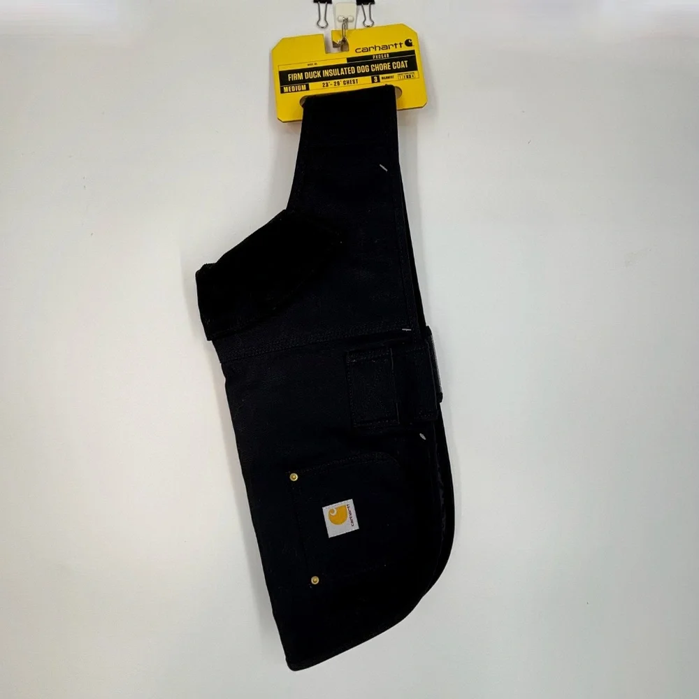 Carhartt Dog Medium Firm Duck Canvas Insulated Chore Coat Black Pockets PX0548